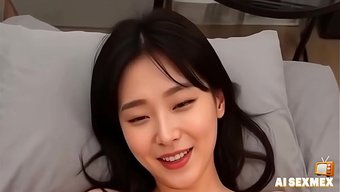 Güzel Koreli Bir Kadın, Sevgilisiyle Evde Seks Yapıyor.