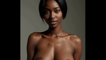 Anal Seks Sırasında Dolgun Göğüslü Siyah Bir Kızın Poposuna Boşalma